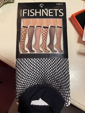 Black Fishnet Knee highs With Silver Specks